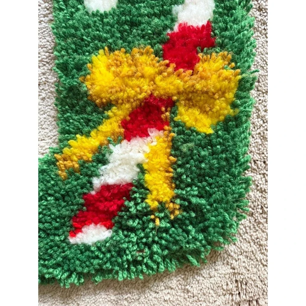 Vintage Lactch And Hook Christmas Stocking Wall Hanging Candy‎ Cane